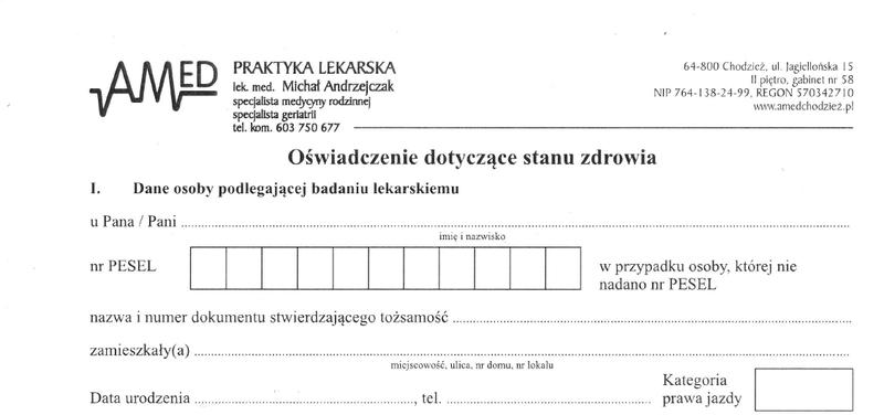 Badania na prawo jazdy